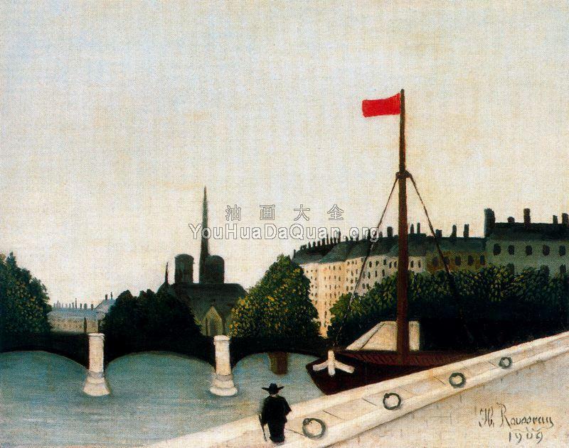 Notre Dame View of the Ile Saint Louis from the Quai Henri IV - 亨利·卢梭